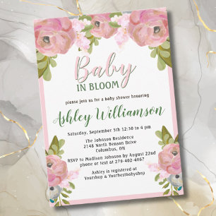 Cartes Pour Fêtes Annuelles Fille rose florale bébé dans la main fleurie peint