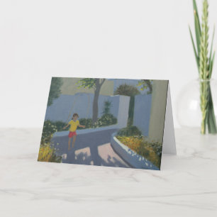 Cartes Pour Fêtes Annuelles Fille sautant Santorini 2002