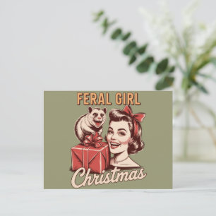 Cartes Pour Fêtes Annuelles Fille sauvage Noël Opossum Xmas Ringard Rétro