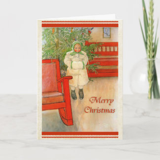 Cartes Pour Fêtes Annuelles Fille suédoise avec Noël de manchon d'hiver le