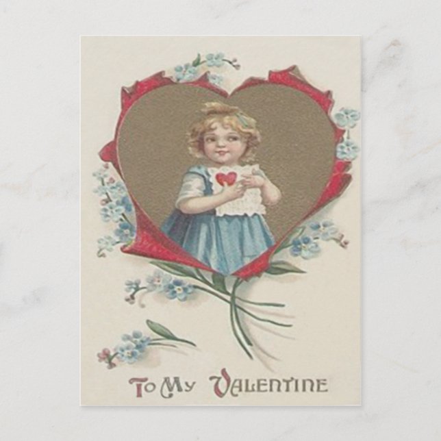 Cartes Pour Fêtes Annuelles Fille Valentine Coeur Oubliez-Moi-Pas (Devant)