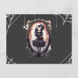Cartes Pour Fêtes Annuelles Fille victorienne en miroir Vintage Halloween