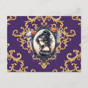 Cartes Pour Fêtes Annuelles Fille victorienne en miroir Vintage Halloween