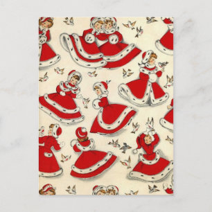 Cartes Pour Fêtes Annuelles Filles de Noël Vintage