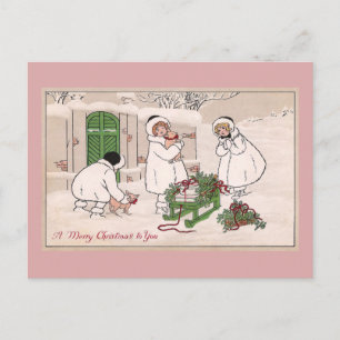 Cartes Pour Fêtes Annuelles Filles et cochons pour animaux de compagnie Noël v
