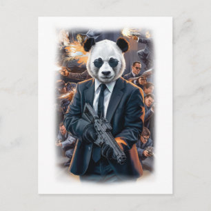 Cartes Pour Fêtes Annuelles Film de héros panda en action réelle sur un fond b