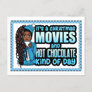 Cartes Pour Fêtes Annuelles Film de Noël Hot Chocolat Black Melanin Femmes