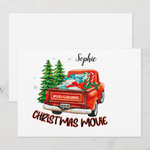 Cartes Pour Fêtes Annuelles Film de Noël sur un camion rouge vintage