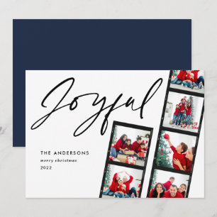 Cartes Pour Fêtes Annuelles Film moderne bande 5 Photo Joyeux Noël bleu