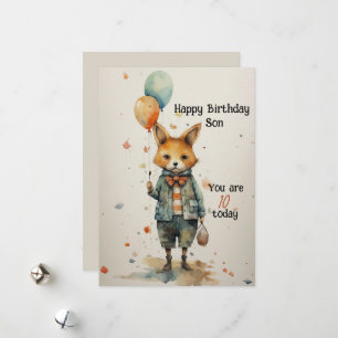 Cartes Pour Fêtes Annuelles Fils 10e anniversaire Renard Abstrait