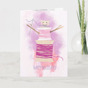 Cartes Pour Fêtes Annuelles Fils d'aiguille snowman couture artisanat Noël