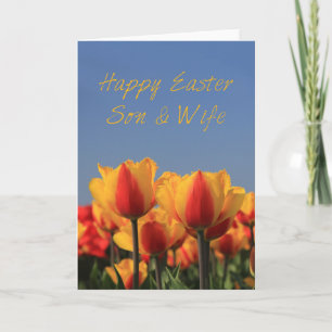 Cartes Pour Fêtes Annuelles Fils et femme heureux Pâques