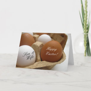 Cartes Pour Fêtes Annuelles Fils et femme heureux Pâques