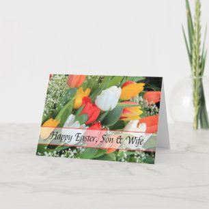 Cartes Pour Fêtes Annuelles Fils et femme heureux Pâques