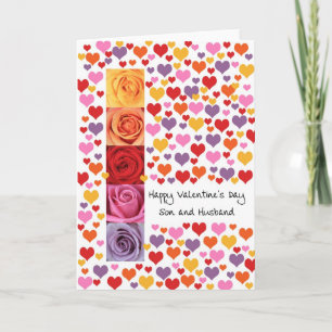 Cartes Pour Fêtes Annuelles Fils et mari de la Saint Valentin colorée