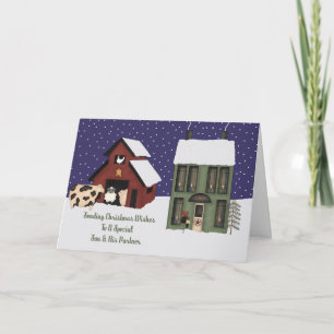 Cartes Pour Fêtes Annuelles Fils Et Son Partenaire Ferme Prim Noël