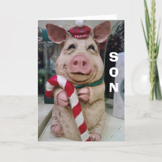 CARTES POUR FÊTES ANNUELLES FILS=NOËL PIGGY-PAS DE MARCHÉ-JUSTE LE SOUHAIT DE 
