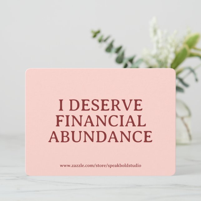 Cartes Pour Fêtes Annuelles Financial Abundance Affirmation Custom Card Gift (Debout devant)