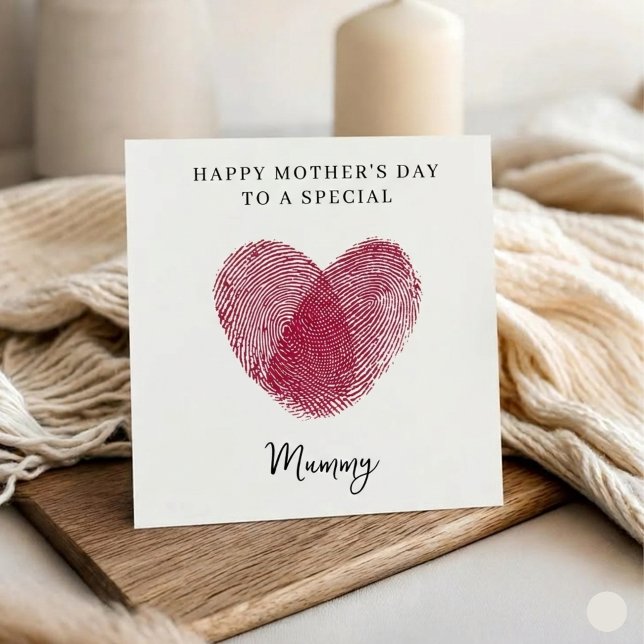 Cartes Pour Fêtes Annuelles Fingerprint Heart Happy Mother's Day Card  (Créateur téléchargé)