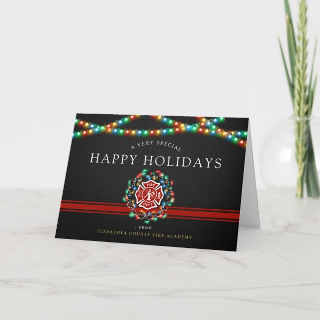 Cartes Pour Fêtes Annuelles Fire Fighter Happy Holidays | Christmas Custom (Devant)