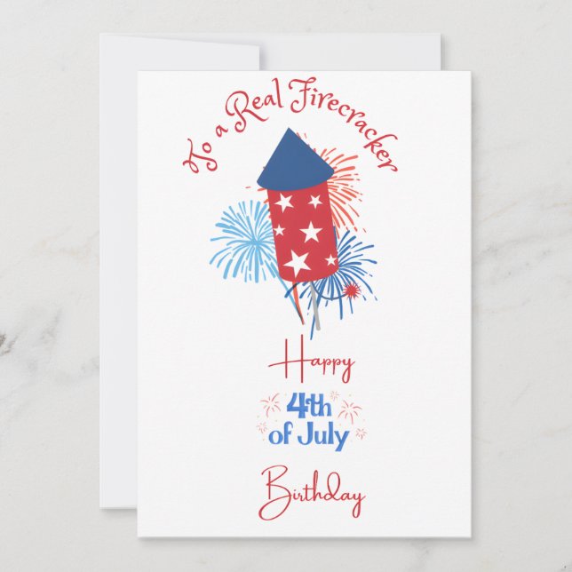 Cartes Pour Fêtes Annuelles Firecracker Do Real Firecracker Happy 4th of July (Devant)