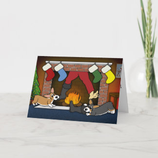 Cartes Pour Fêtes Annuelles Fireplace Corgis Christmas
