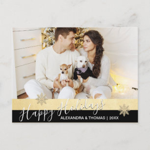 Cartes Pour Fêtes Annuelles First Christmas Married Engaged GOLD PHOTO