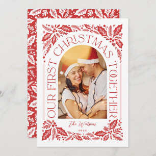 Cartes Pour Fêtes Annuelles First Christmas Together Arch Red 3 Photo Collage