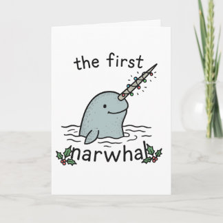 Cartes Pour Fêtes Annuelles First Narwhal - Funny Christmas Card