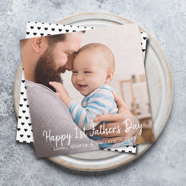 Cartes Pour Fêtes Annuelles First Time Father's Day Photo Heart Pattern (Créateur téléchargé)
