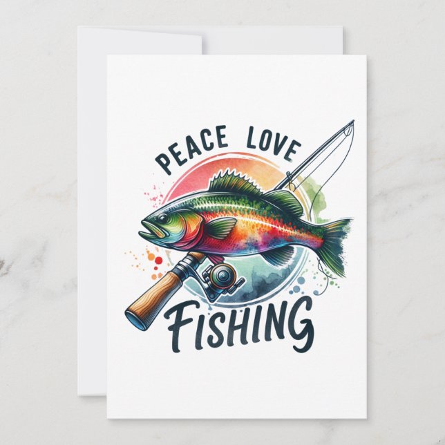 Cartes Pour Fêtes Annuelles Fisher Cadeau Paix Amour Pêche (Devant)