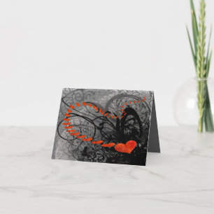 Cartes Pour Fêtes Annuelles Fissures du coeur noir et rouge