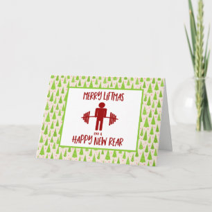 Cartes Pour Fêtes Annuelles Fitness amusant Thème Noël Vies Barbell Hol