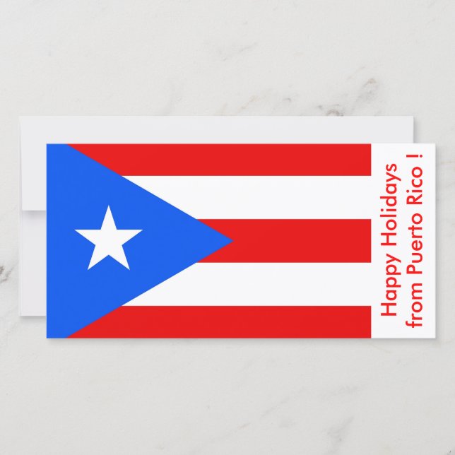 Cartes Pour Fêtes Annuelles Flag of Puerto Rico, Happy Holidays from US A. (Devant)
