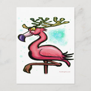 Cartes Pour Fêtes Annuelles Flamant rose Christmas Reindeer