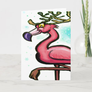Cartes Pour Fêtes Annuelles Flamant rose Christmas Reindeer