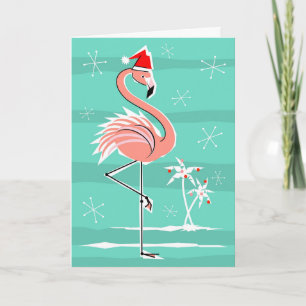 Cartes Pour Fêtes Annuelles Flamant rose de Noël Bonnes Fêtes en bande