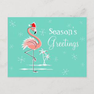 Cartes Pour Fêtes Annuelles Flamant rose de Noël Bonnes Fêtes horizontales