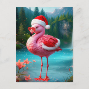 Cartes Pour Fêtes Annuelles Flamant rose de Noël Comme Père Noël-47475