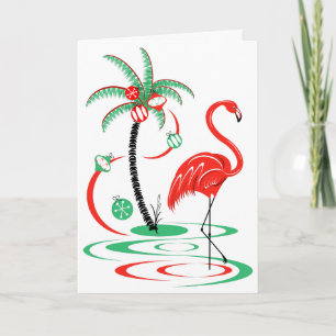 Cartes Pour Fêtes Annuelles Flamant rose de Noël rouge Joyeux Noël dans le tex