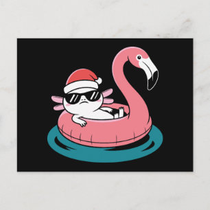 Cartes Pour Fêtes Annuelles Flamant rose de piscine gonflable avec chapeau de