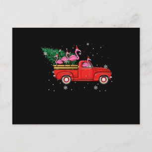 Cartes Pour Fêtes Annuelles Flamant rose équitation Camion Rouge Noël Noël Noë