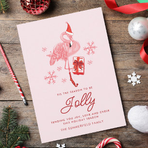 Cartes Pour Fêtes Annuelles Flamant rose festif Côte tropicale Noël drôle