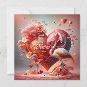 Cartes Pour Fêtes Annuelles Flamant rose Heureuse Sainte-Valentin
