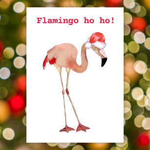 Cartes Pour Fêtes Annuelles Flamant rose ho pun aquarelle drôle Noël plat