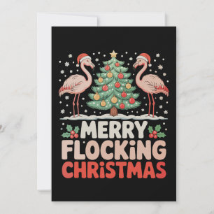 Cartes Pour Fêtes Annuelles Flamant rose Joyeux Flockage Noël Funny Noël