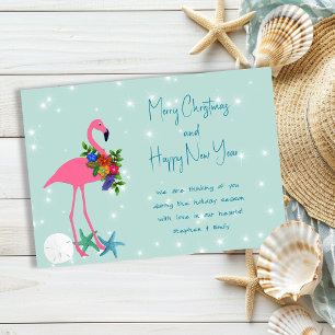 Cartes Pour Fêtes Annuelles Flamant rose Joyeux Message de Noël Appartement Ca