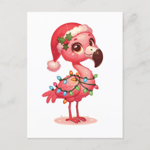 Cartes Pour Fêtes Annuelles Flamant rose Joyeux Noël Animaux d'hiver Flamants