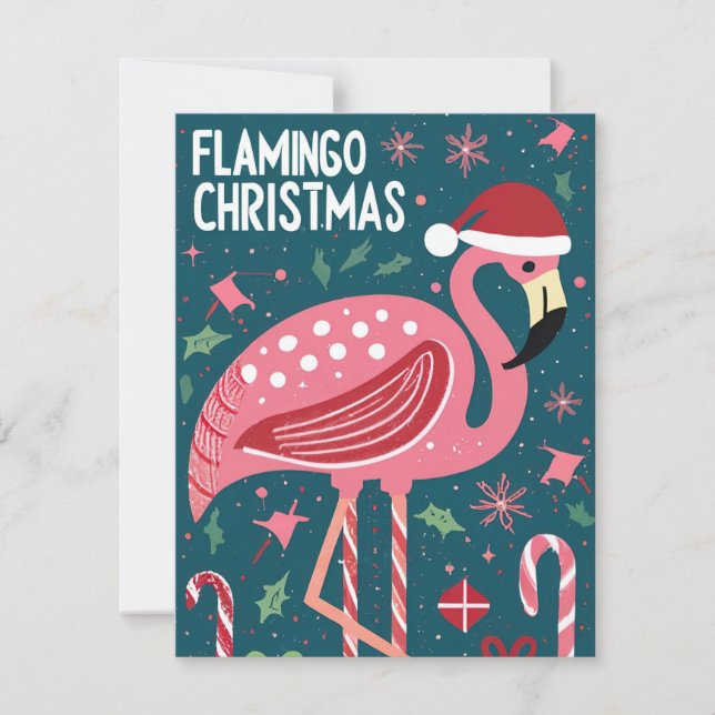 CARTES POUR FÊTES ANNUELLES FLAMANT ROSE NOËL (Devant)