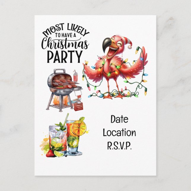 Cartes Pour Fêtes Annuelles Flamant rose Noël à la fête de juillet (Devant)